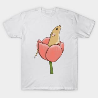 Cute golden gerbil in a flower T-Shirt